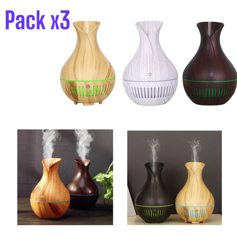 OEM - Set 3 Difusores Ultrasónicos 150mL con Aromaterapia y Luz RGB