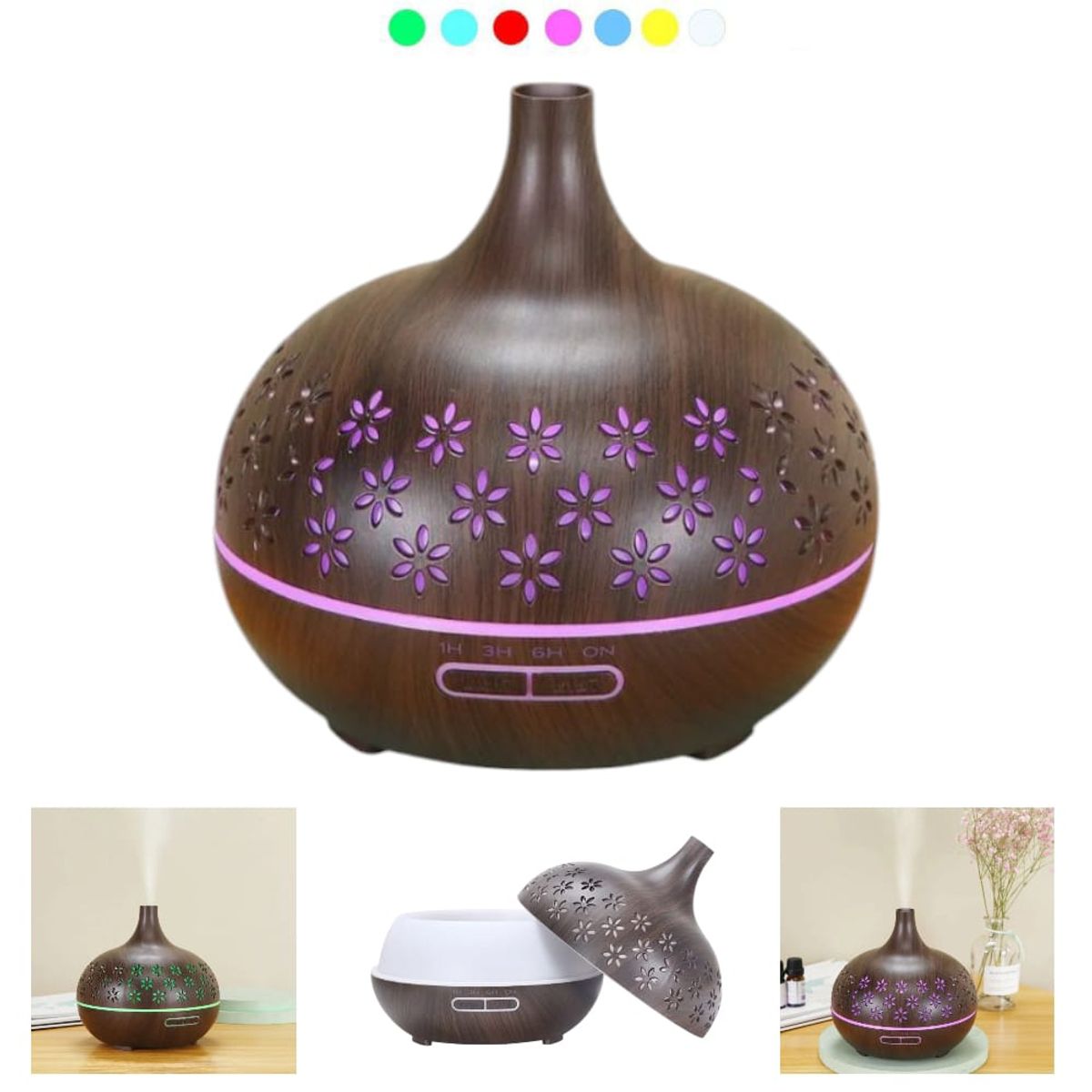 OEM - Humidificador Difusor de Aromas 400ml Ultrasónico Silencioso