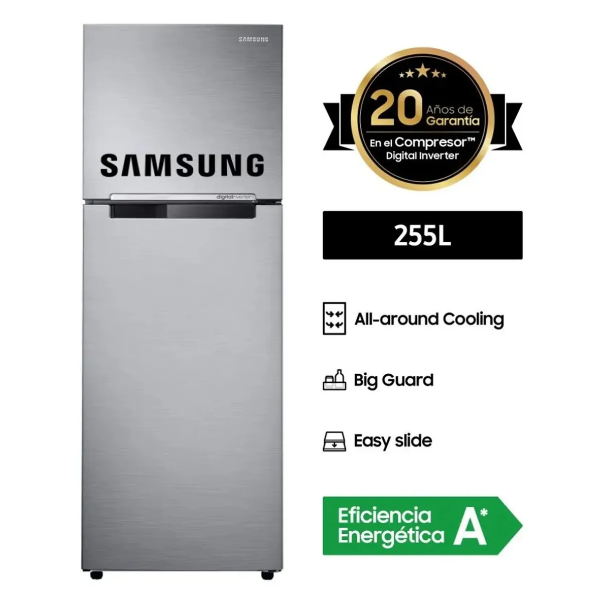 SAMSUNG - Refrigeradora Samsung 255L Top Mount RT25FARADS8 Silver