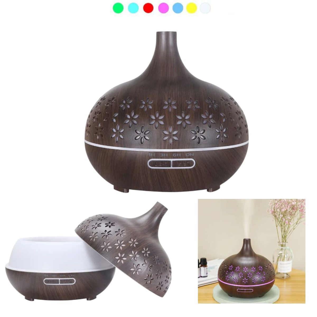 OEM - Humidificador 400ml Ultrasónico con Aromaterapia y Luz Ambiental