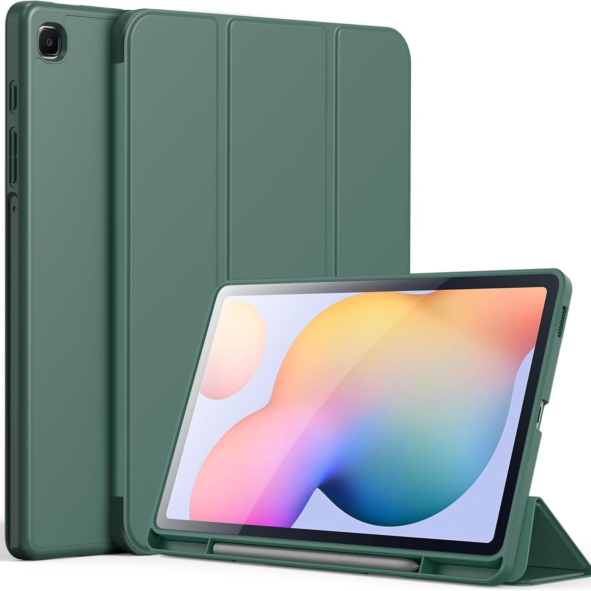 GENERICO - Funda Smart Case Portapencil Para Samsung S6 Lite 10 .4" - VERDE M.