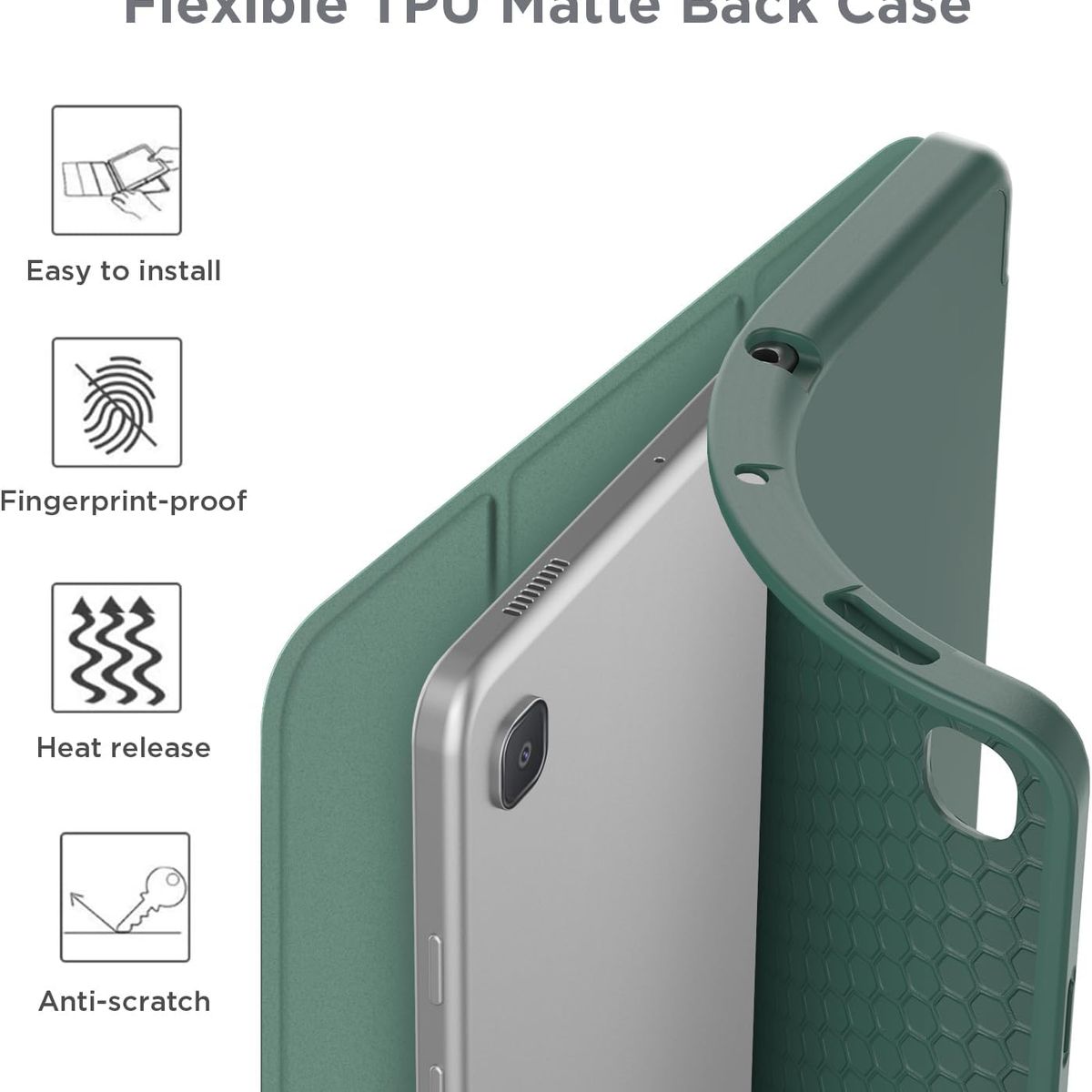 GENERICO - Funda Smart Case Portapencil Para Samsung S6 Lite 10 .4" - VERDE M.