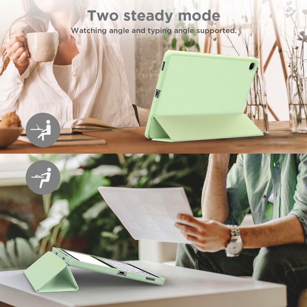 GENERICO - Funda Smart Case Portapencil Para Samsung S6 Lite 10 .4" - VERDE C.