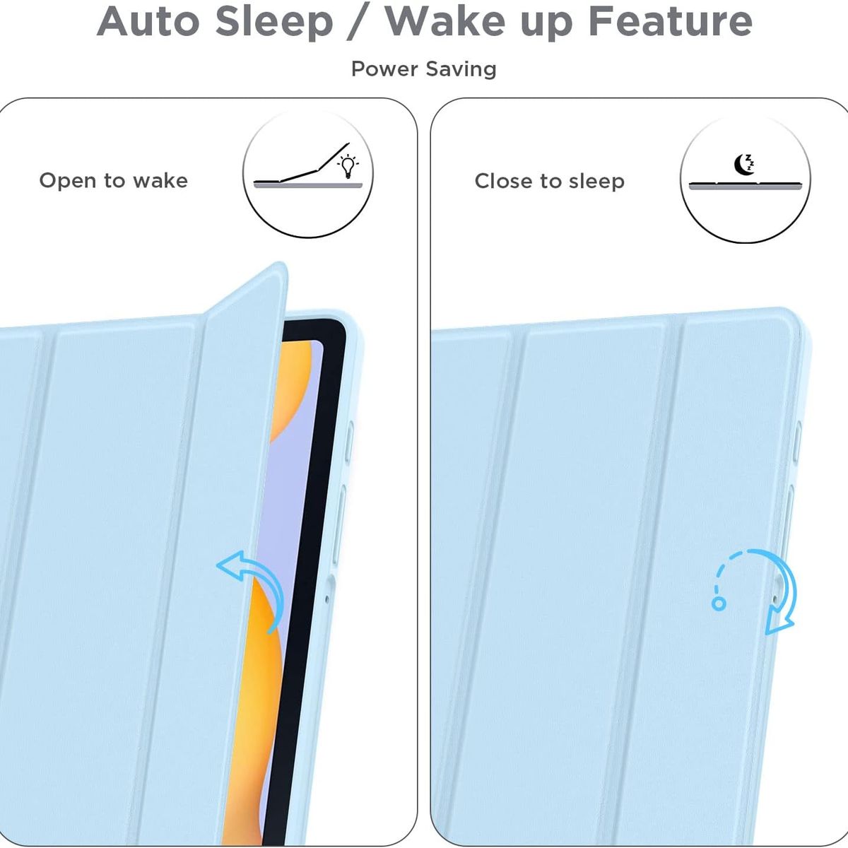 GENERICO - Funda Smart Case Portapencil Para Samsung S6 Lite 10 .4" - CELESTE