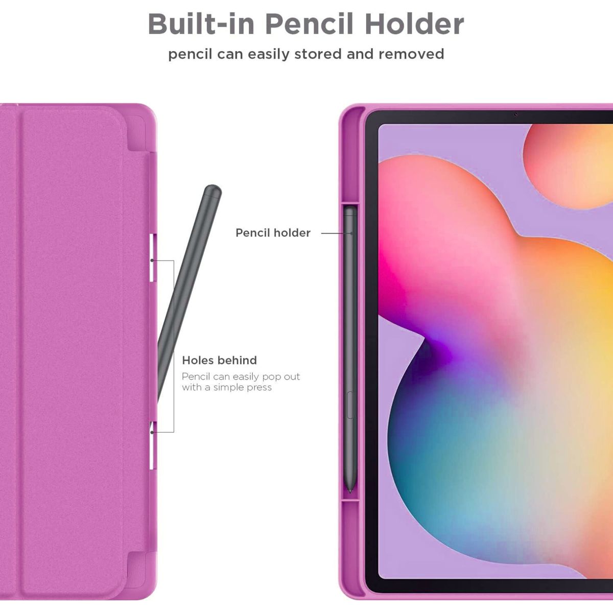 GENERICO - Funda Smart Case Portapencil Para Samsung S6 Lite 10 .4" - FUCSIA