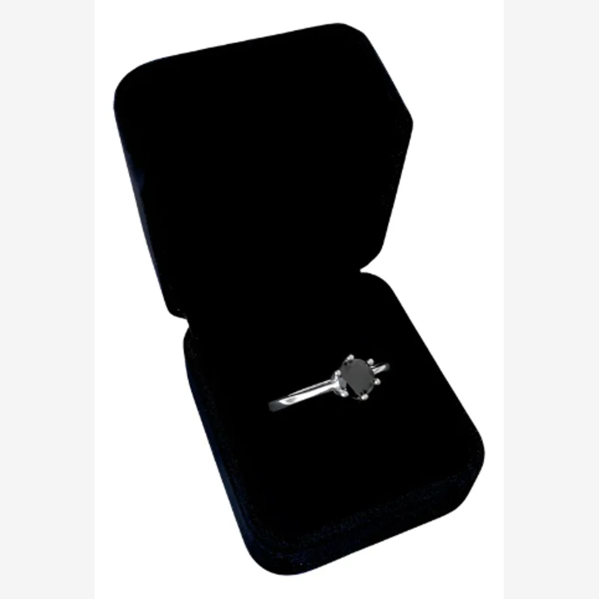 GENERICO - Anillo Mujer Promesa Circonita Negra Regalo Novia Plata 925