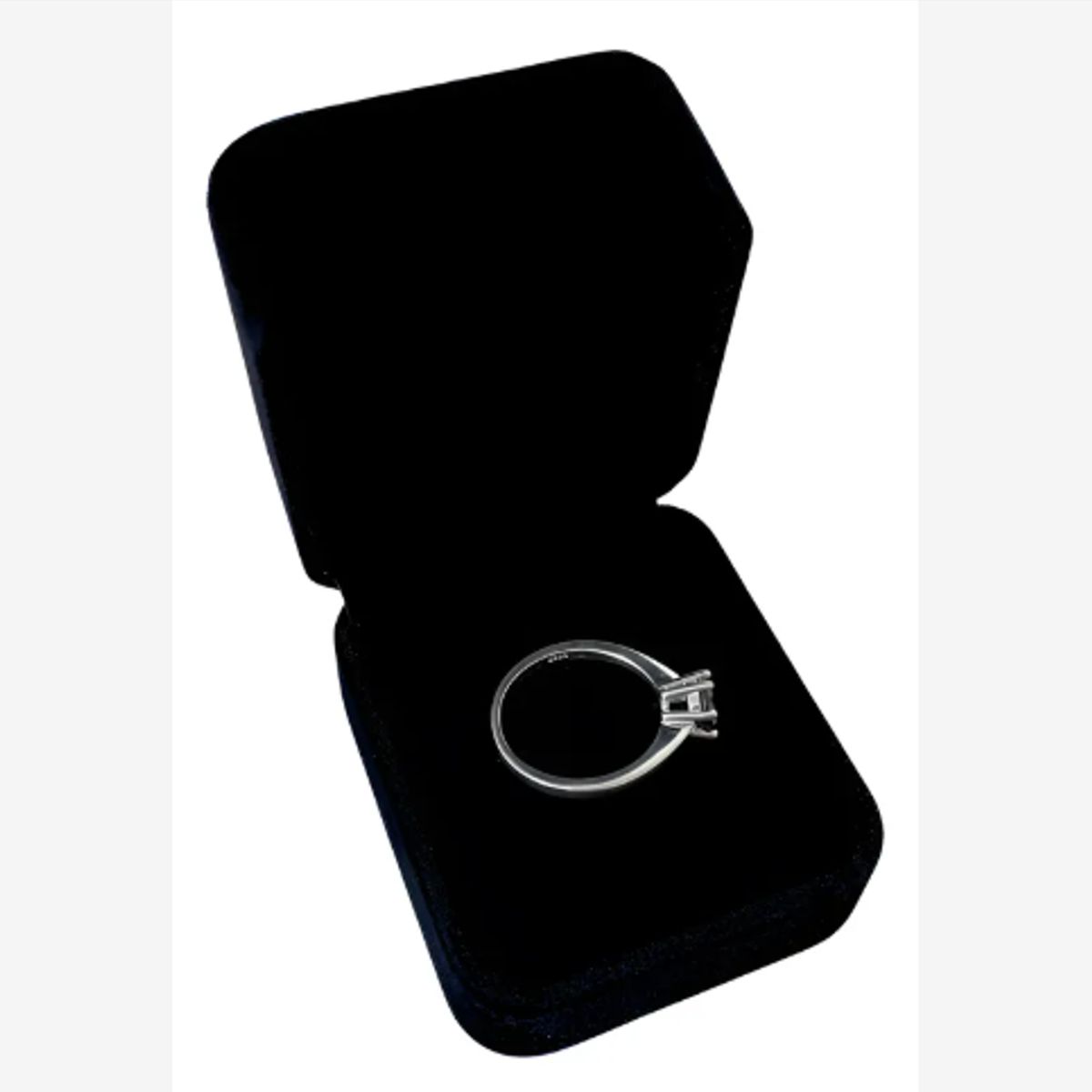 GENERICO - Anillo Mujer Promesa Circonita Negra Regalo Novia Plata 925