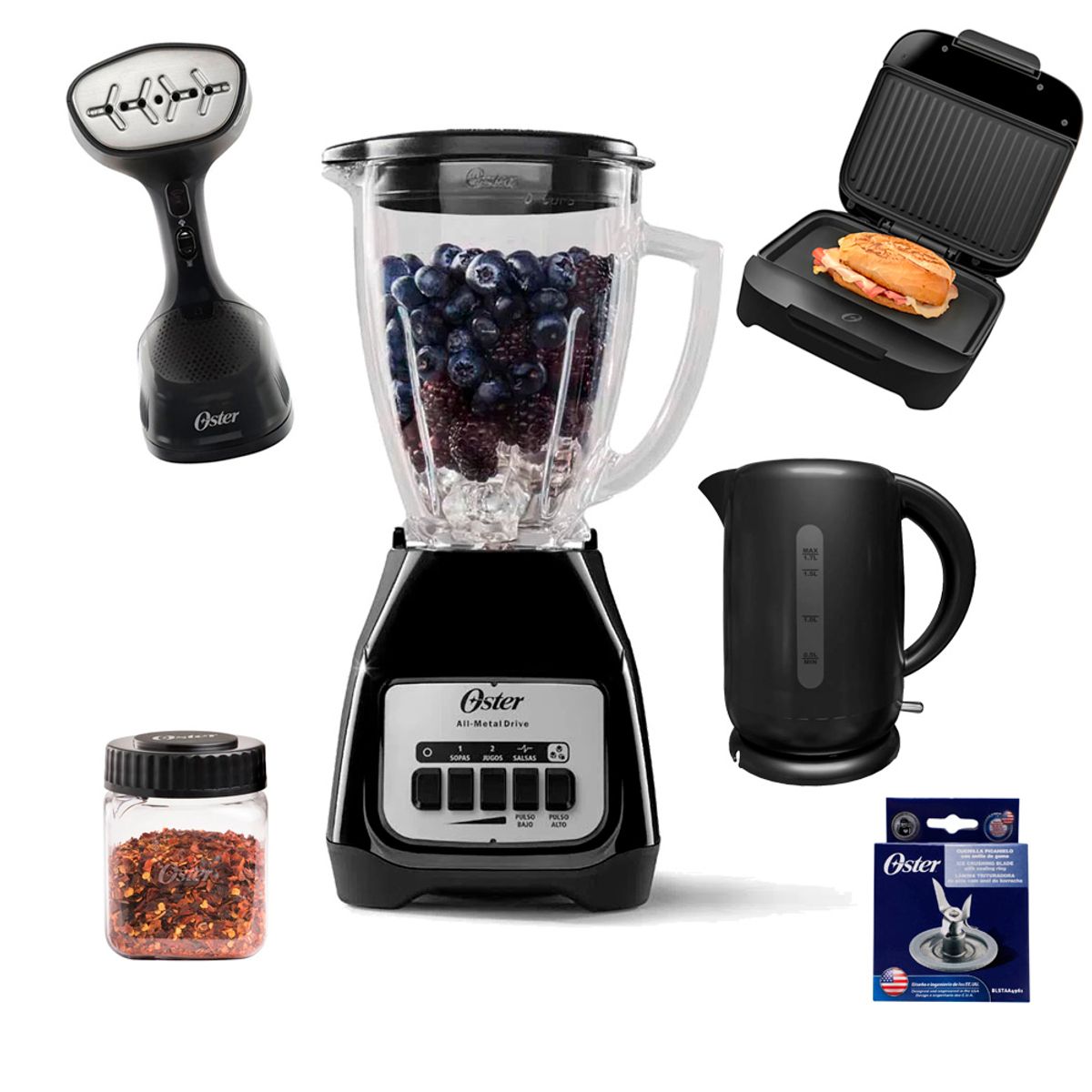 OSTER - Super Kit Oster Licuadora  Hervidor  Sandwichera  Vaporizador