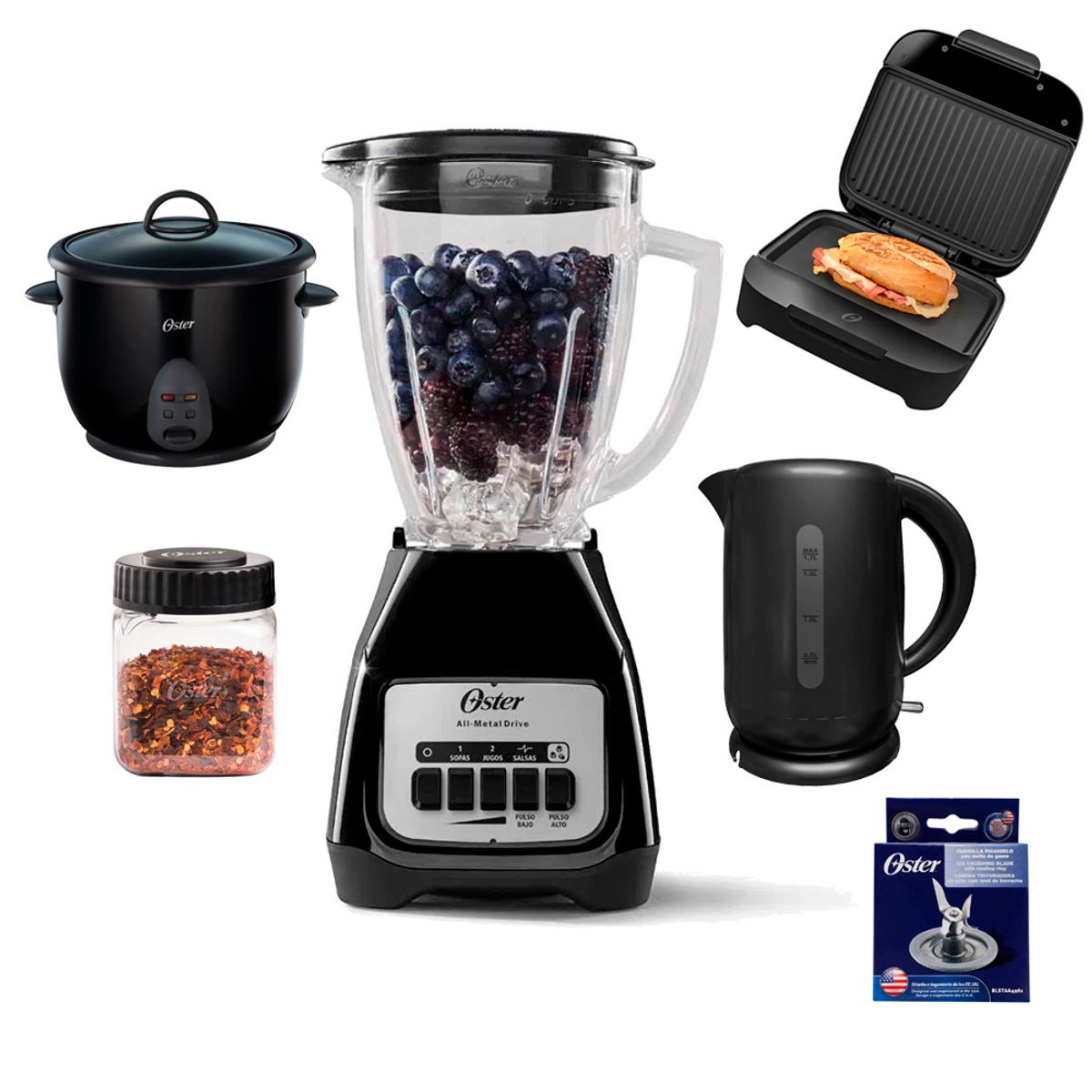 OSTER - Super Kit Oster Licuadora  Arrocera  Hervidor  Sandwichera