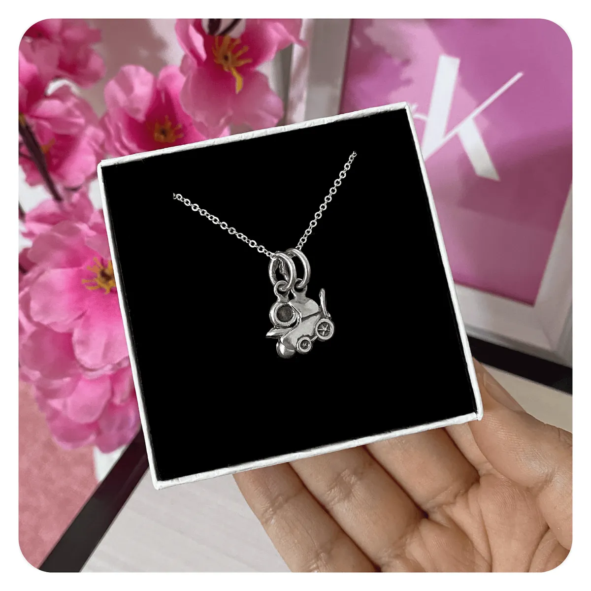 GENERICO - Collar Hombre Chupón Coche Bebé Regalo Papá Joya Plata