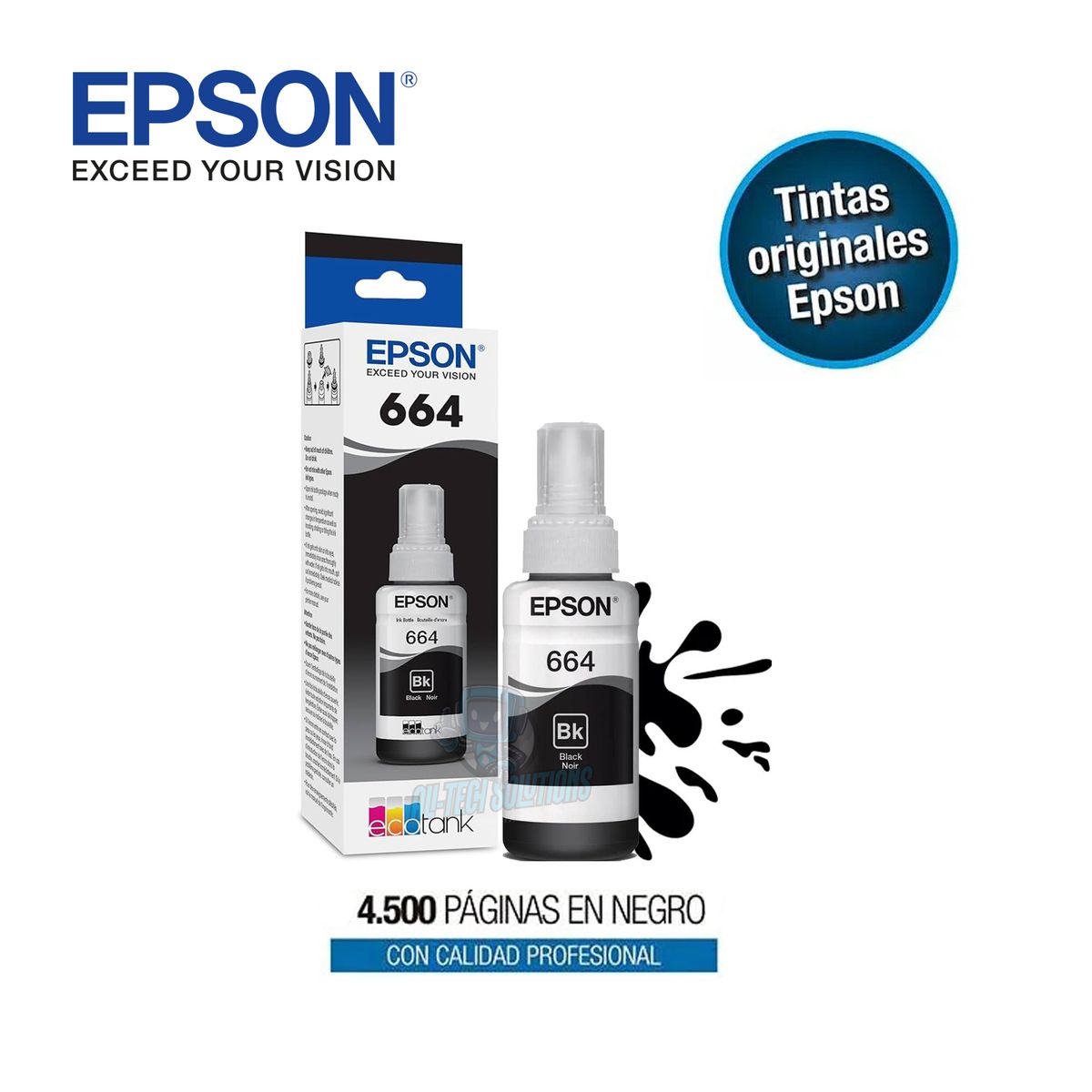 EPSON - TINTA EPSON T664 NEGRO ORIGINAL