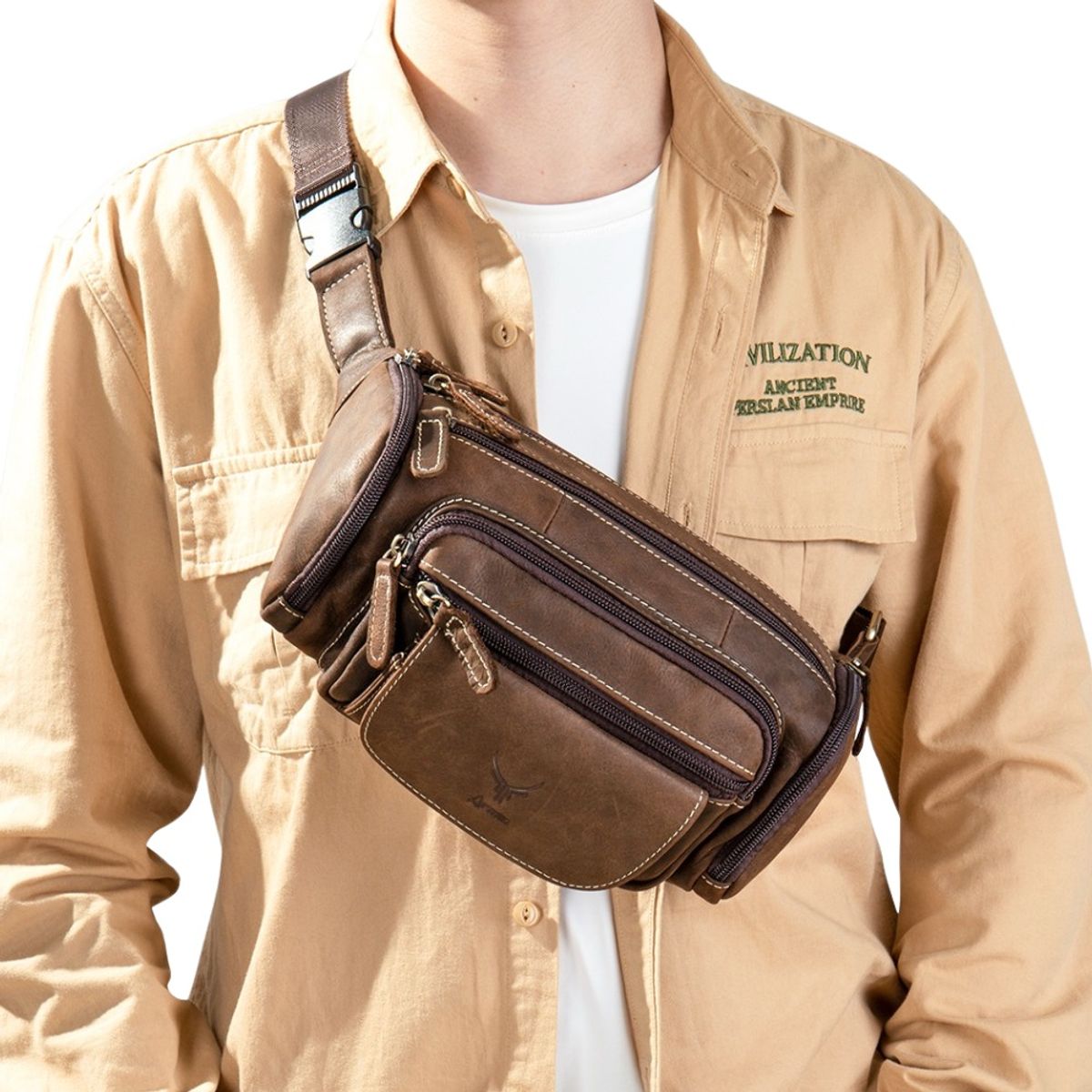 ARMUZ - Canguro Pechera de Cuero Vacuno 8355 Full compartimientos