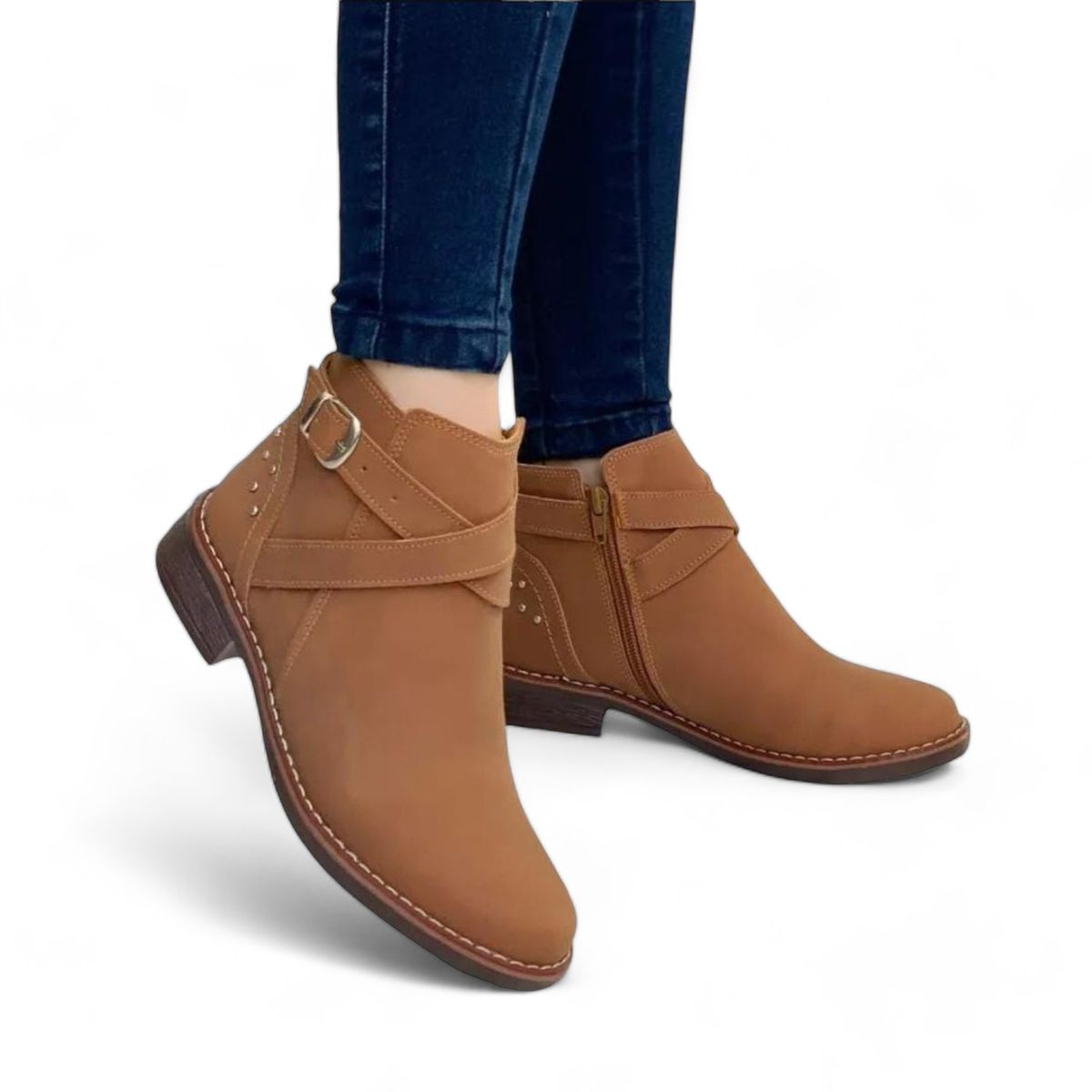 GENERICO - Botin Mujer Yomar Casual Quero Gamusa Taco 2 Color Camel