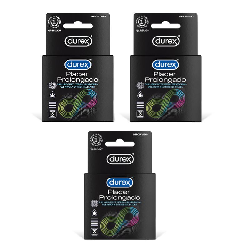DUREX - Preservativo Durex Placer Prolongado 3 Cajas