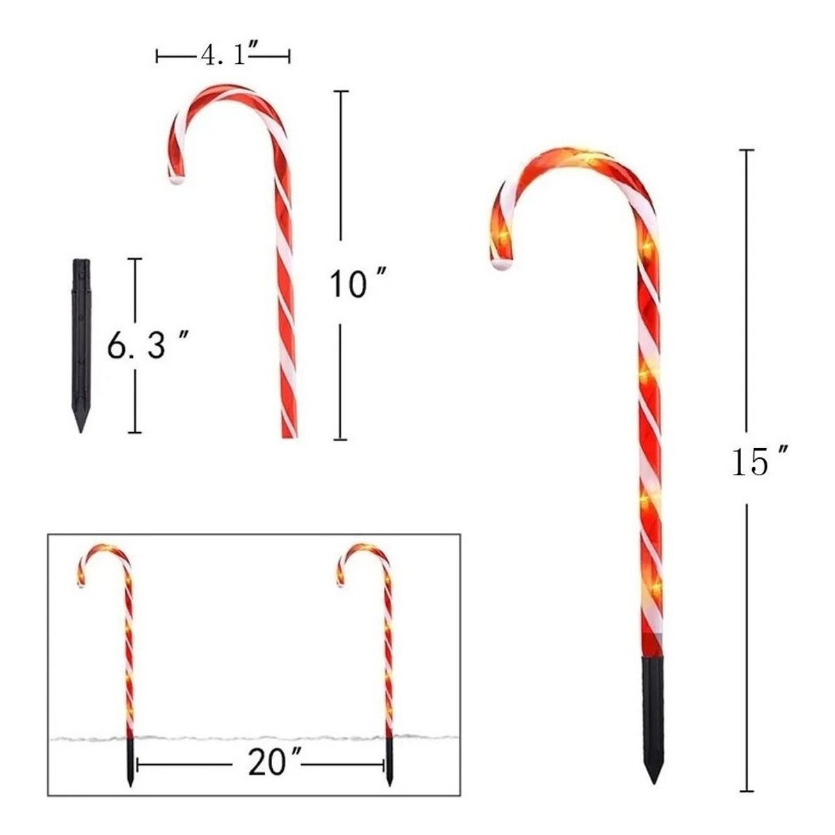 U BUY - Guirnaldas Solares Jardin 5 Baston Luces Ada Baston Luces-
