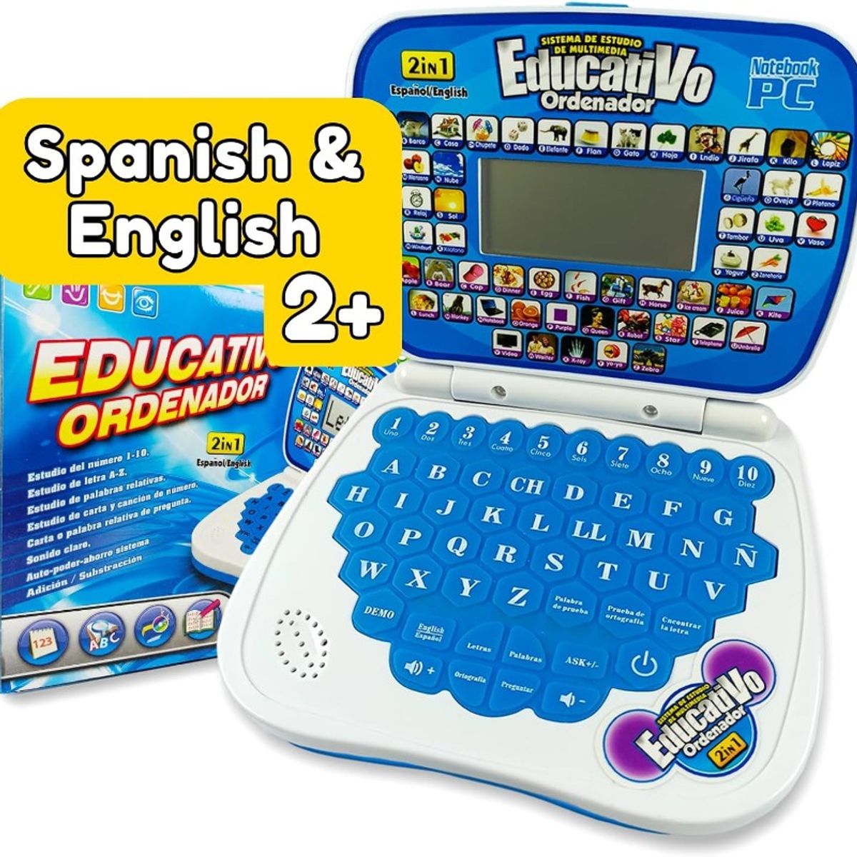 TOYUN TOYUN - Mini Laptop Didadctico Azul Para Niños