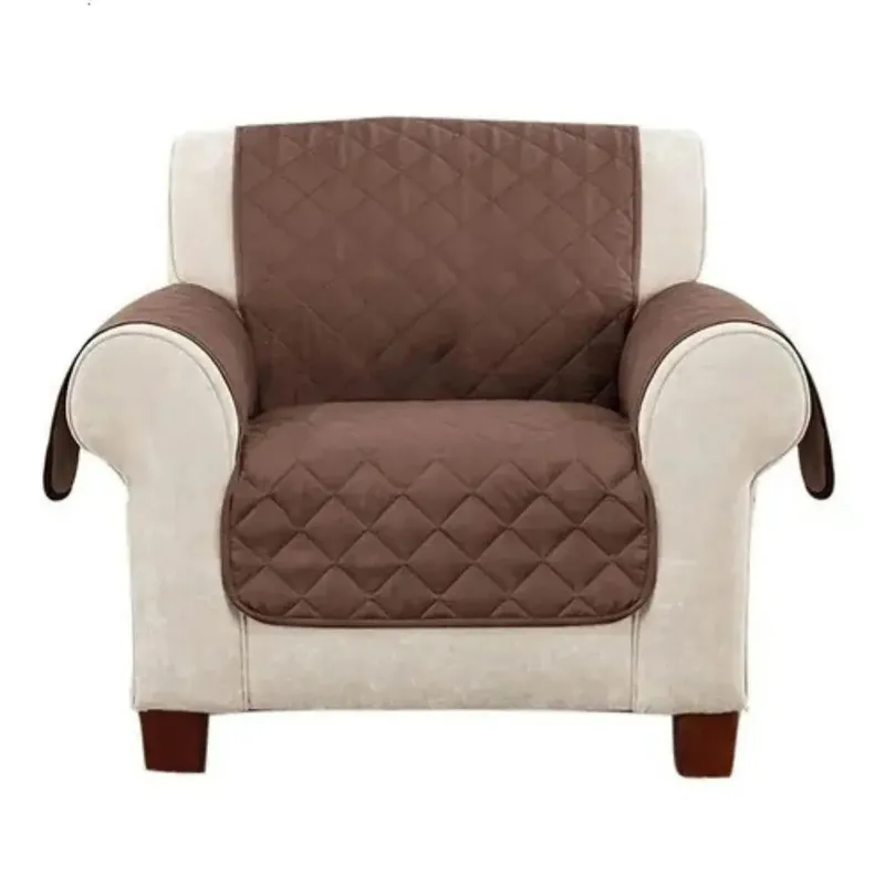 GENERICO - Cobertor Protector Funda de Sofá Reversible de 1 Cuerpo Marrón/Blanco