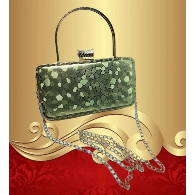 GENERICO - BOLSO CARTERA CROSSBODY DE NOCHE CON BROCHE METÁLICO BRILLANTE