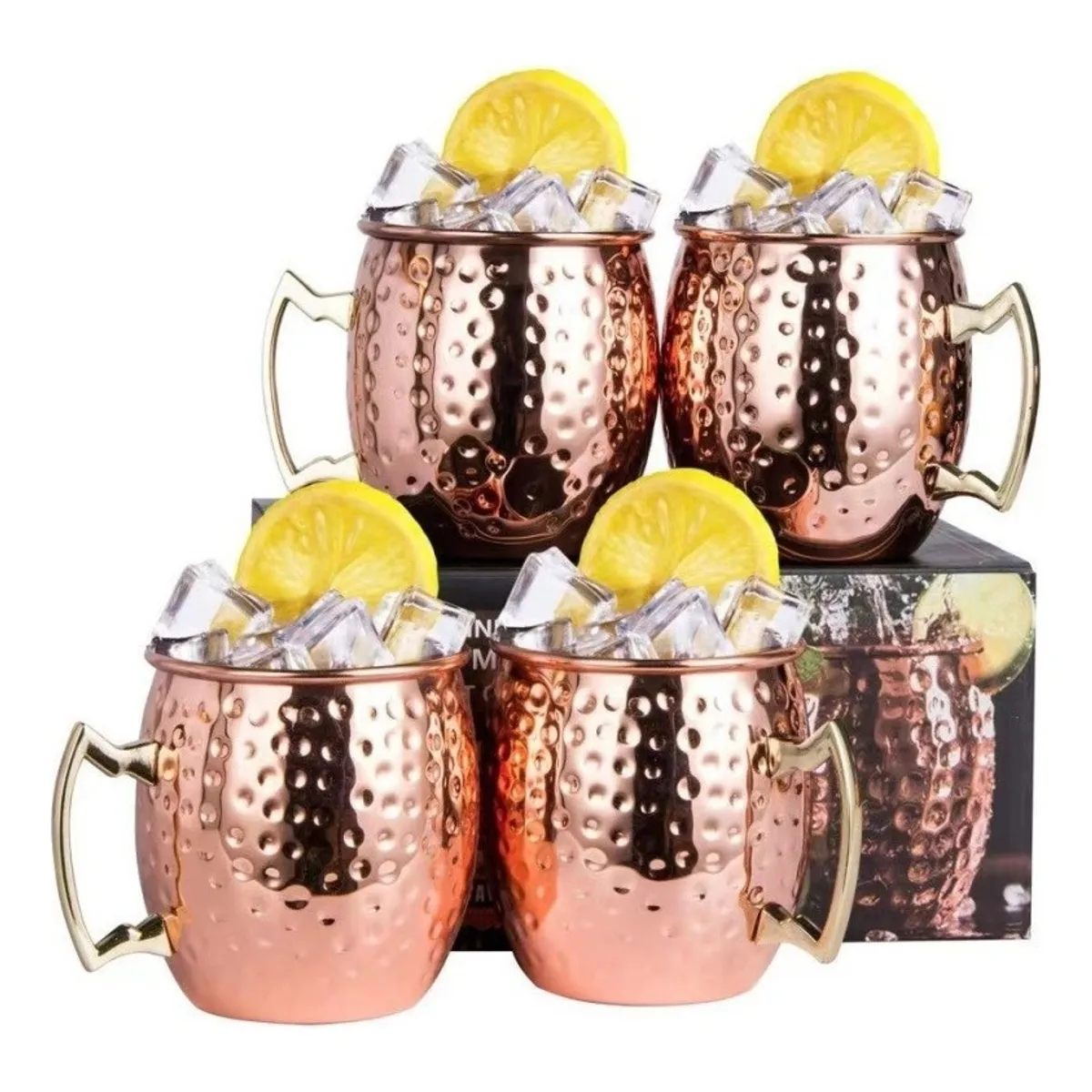 ANYHOGAR - Set 4 Vasos Cobre 550ml Premium Coctel Tragos