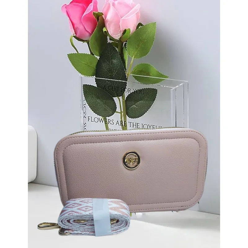 GENERICO - MORRAL BOLSO CARTERA CROSSBODY PORTA CELULAR Y DOCUMENTOS PALO ROSA