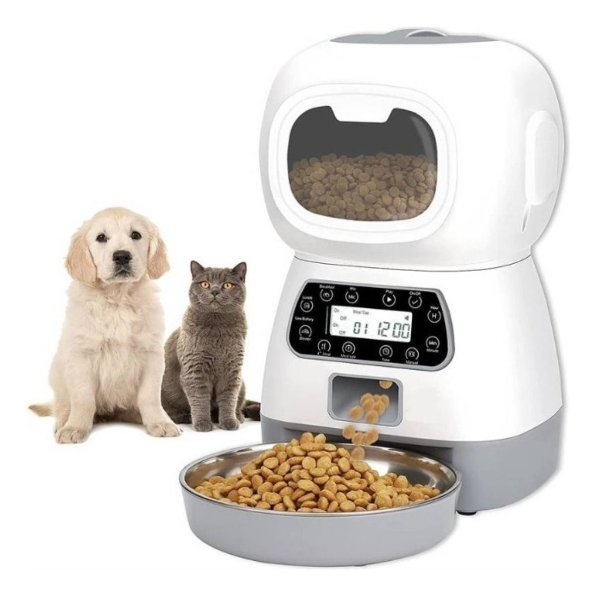 PELUDINES - Dispensador Alimento Automático Perros Gatos Mascota Voces