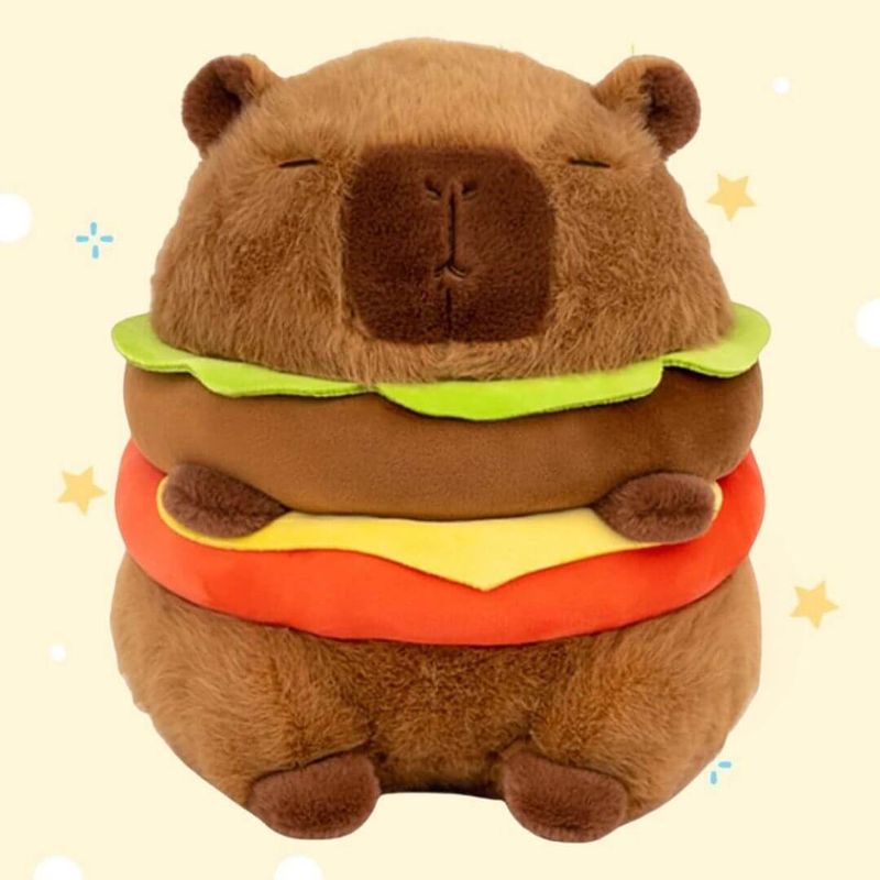 GENERICO - Peluche Capibara Hamburguesa Importado -  Mide 26 cms alto