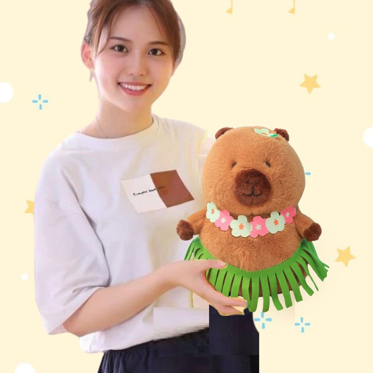 GENERICO - Peluche Capibara Hawaii Importado -  Mide 35 cms alto