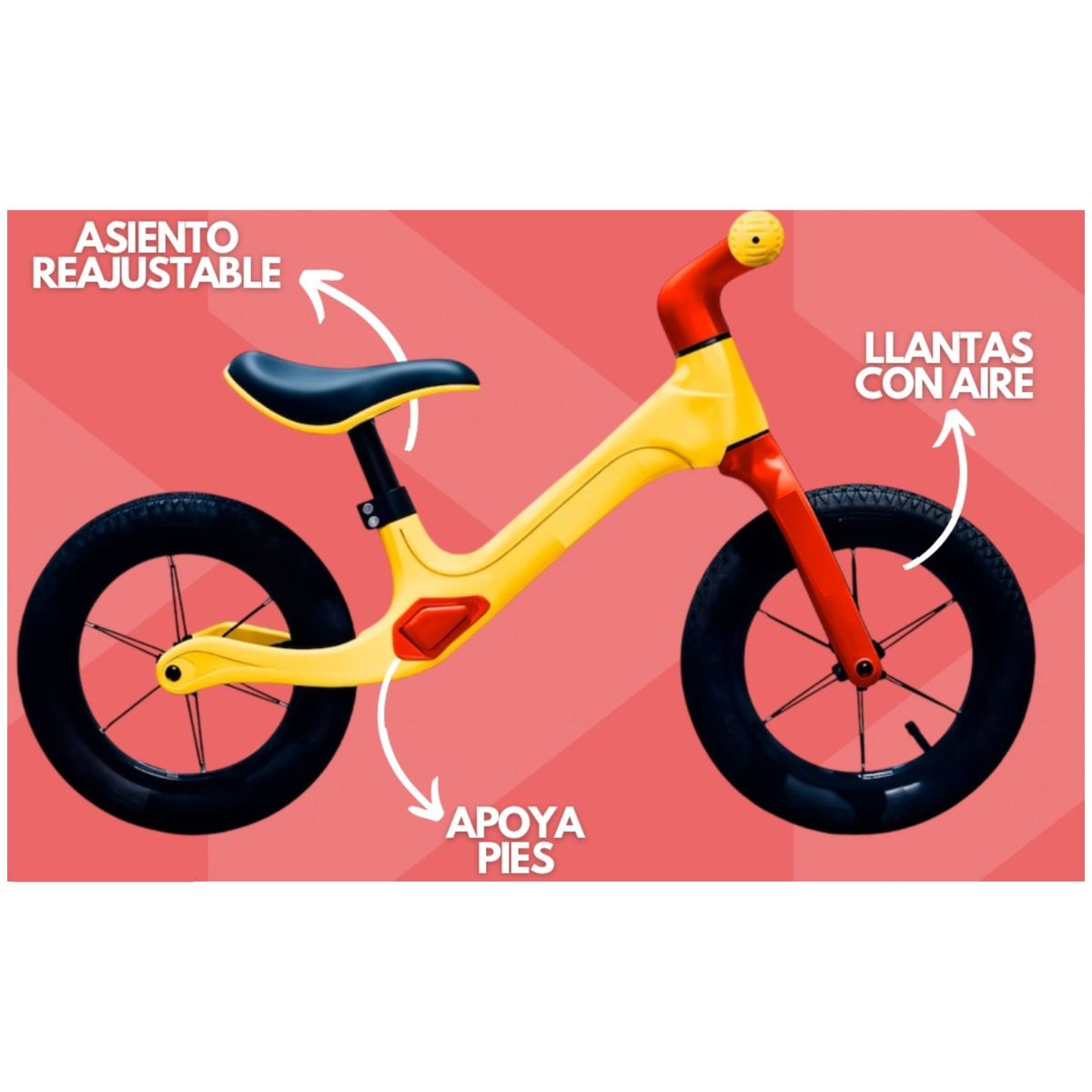 GENERICO - Bicicleta para Niños de Equilibrio Balance Aro 12 Amarillo
