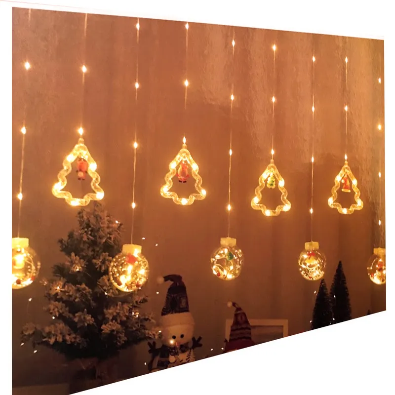 GENERICO - Cortina de Luces Navideña Guirnalda Decorativa Esfera con Árbol Campana 3m