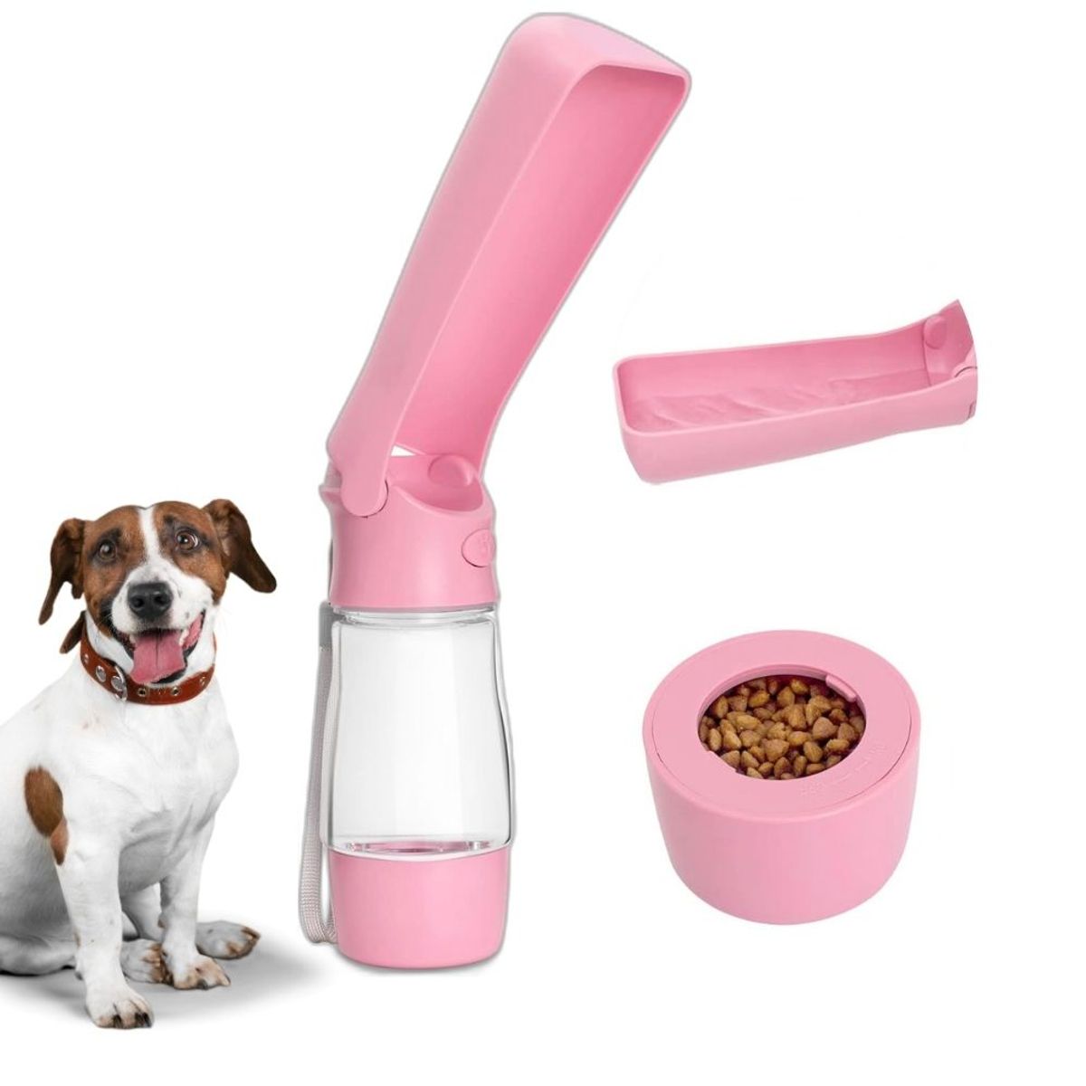 GENERICO - Bebedero Plegable 2 En 1 320ML - Rosado