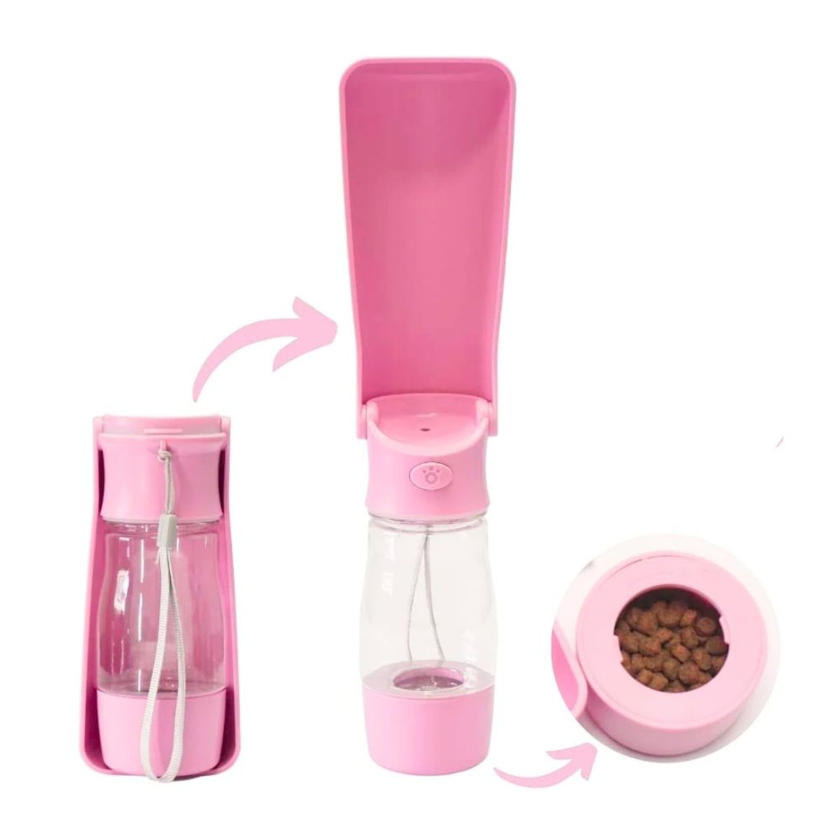 GENERICO - Bebedero Plegable 2 En 1 320ML - Rosado
