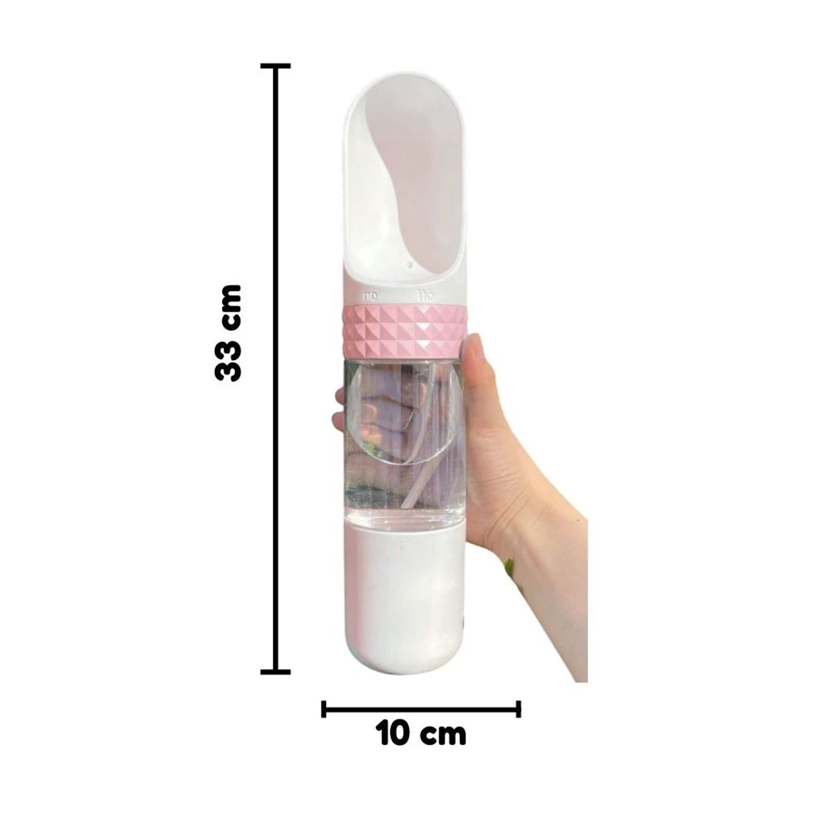 GENERICO - Bebedero Portátil Largo Mas Porta Comida - Rosado