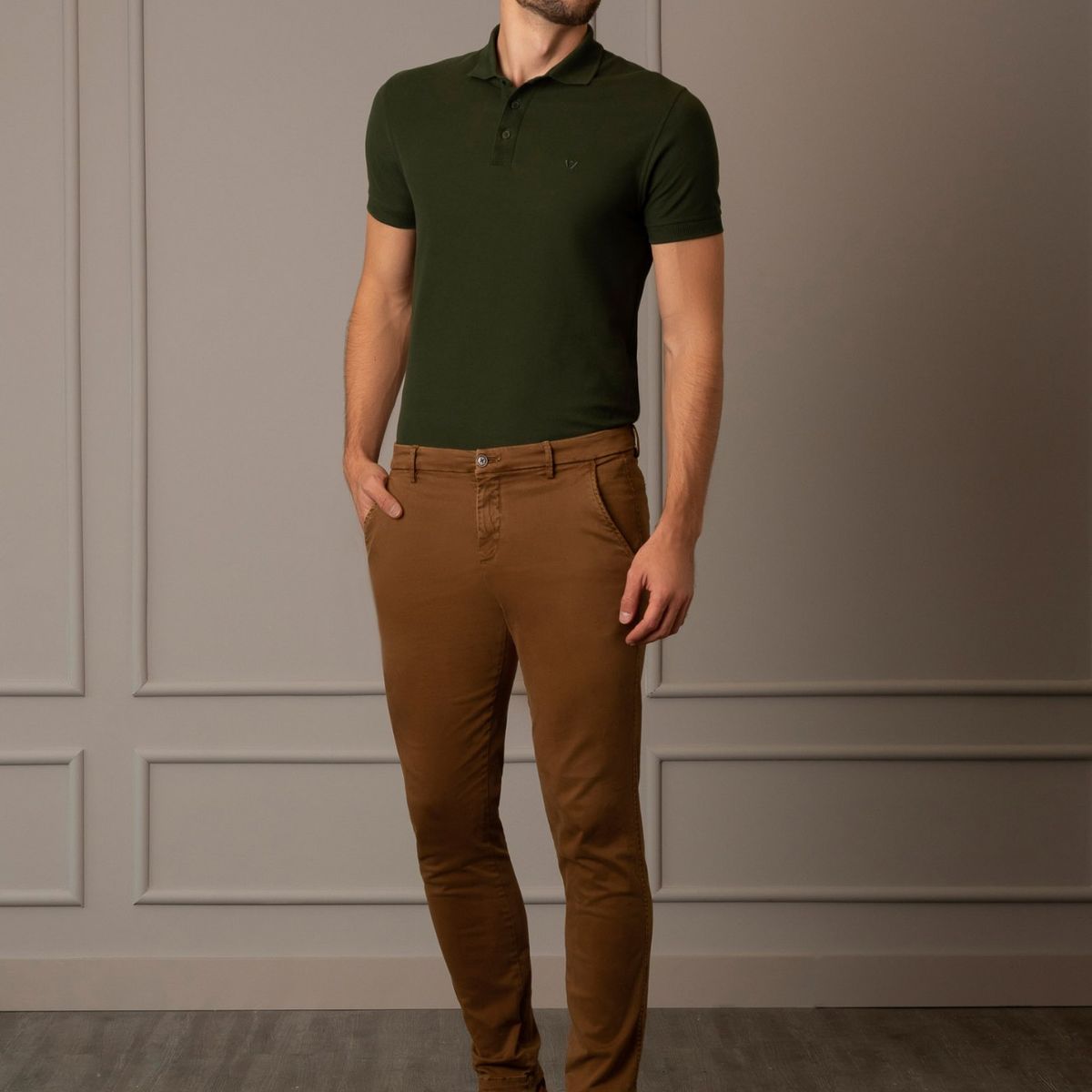 VELEZ - Vélez Pantalón Chino Italo Para Hombre Semifitted Café