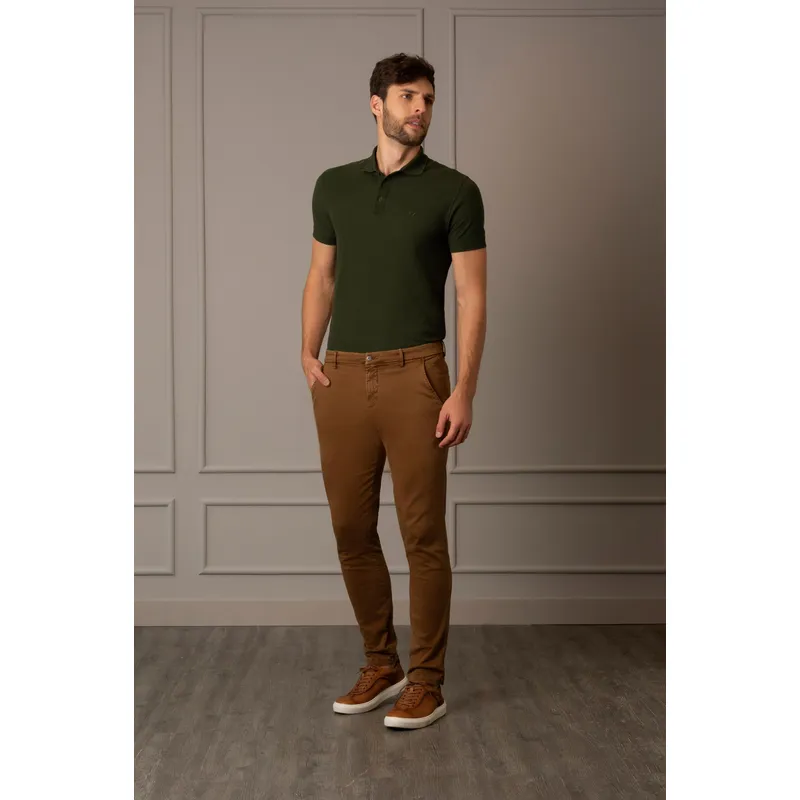 VELEZ - Vélez Pantalón Chino Italo Para Hombre Semifitted Café