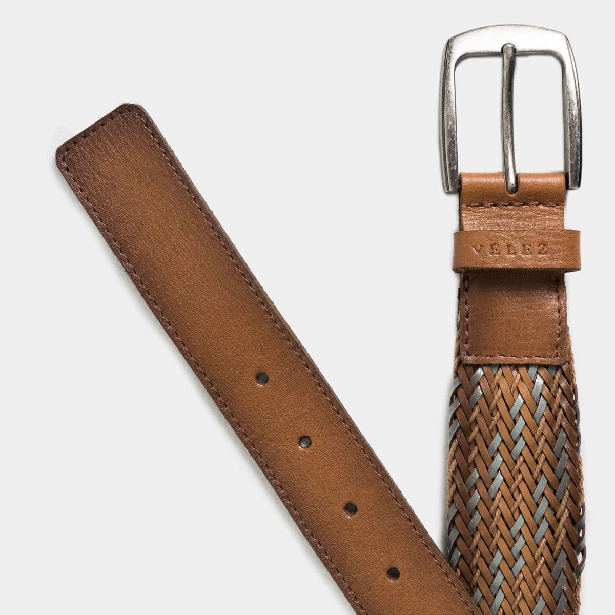 VELEZ - Vélez Correa Unifaz Ciruela 2 Cuero Trenzado Hombre Miel