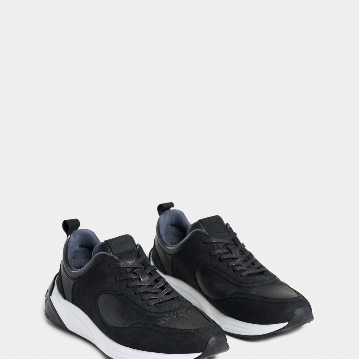 VELEZ - Vélez Zapatillas Volga De Cuero Hombre Cortes Gamuza Negro