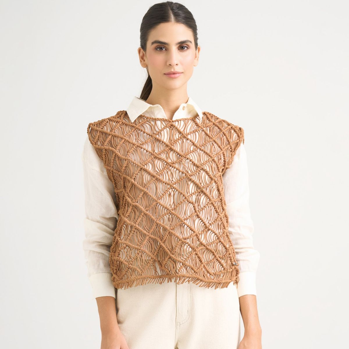 VELEZ - Vélez Chaleco Tejido De Cuero Para Mujer Ciruela Natural