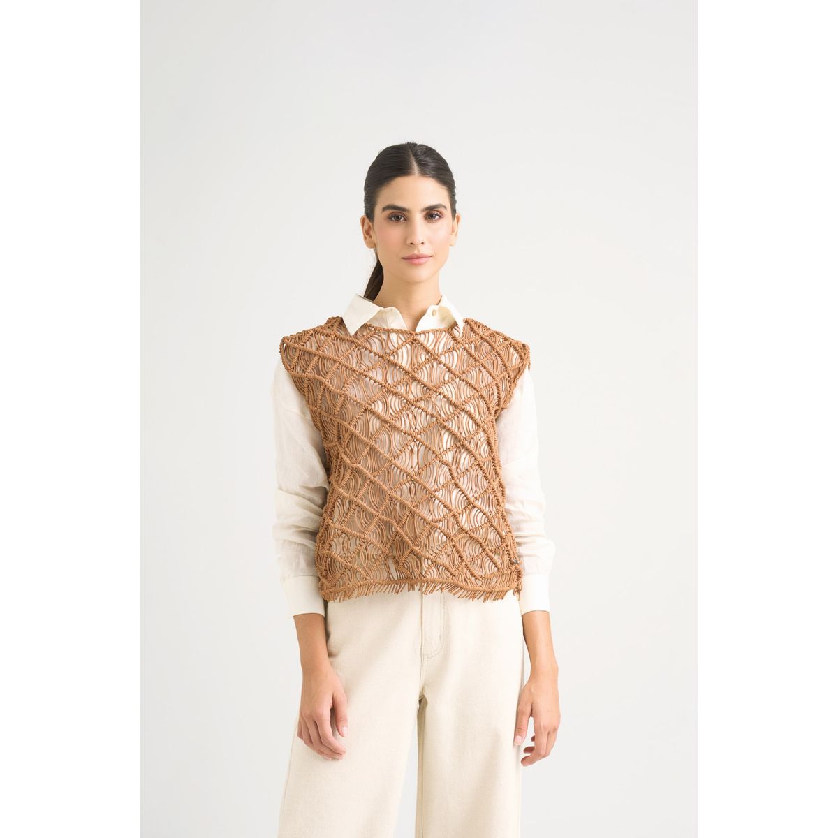 VELEZ - Vélez Chaleco Tejido De Cuero Para Mujer Ciruela Natural