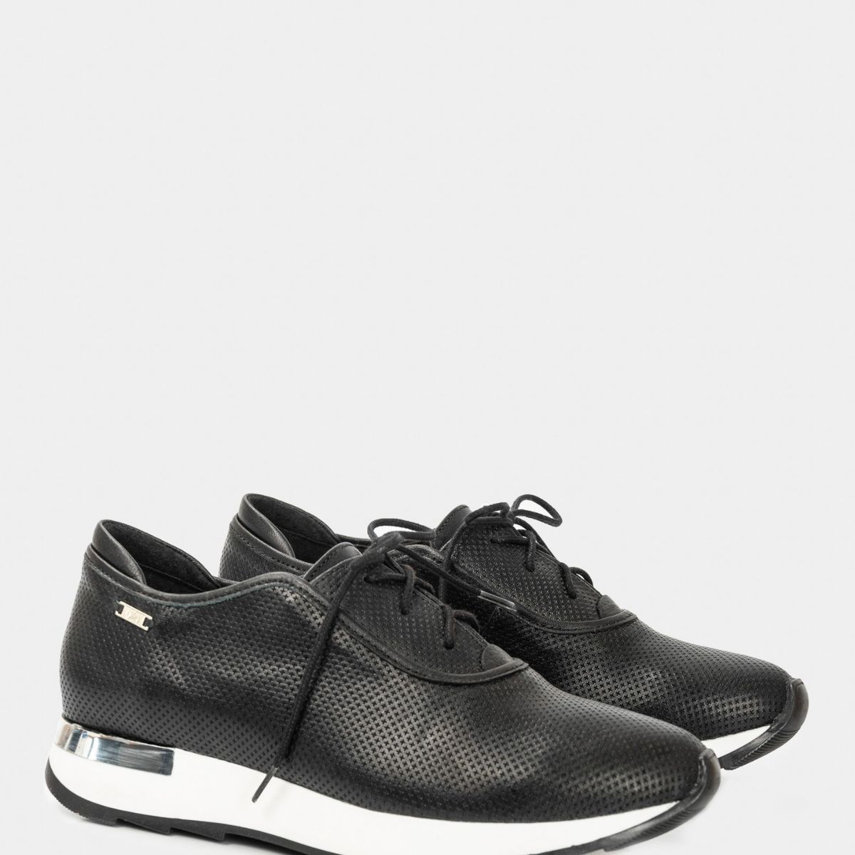 VELEZ - Vélez Zapatos Cordón De Cuero Mujer Suela Deportiva Negro