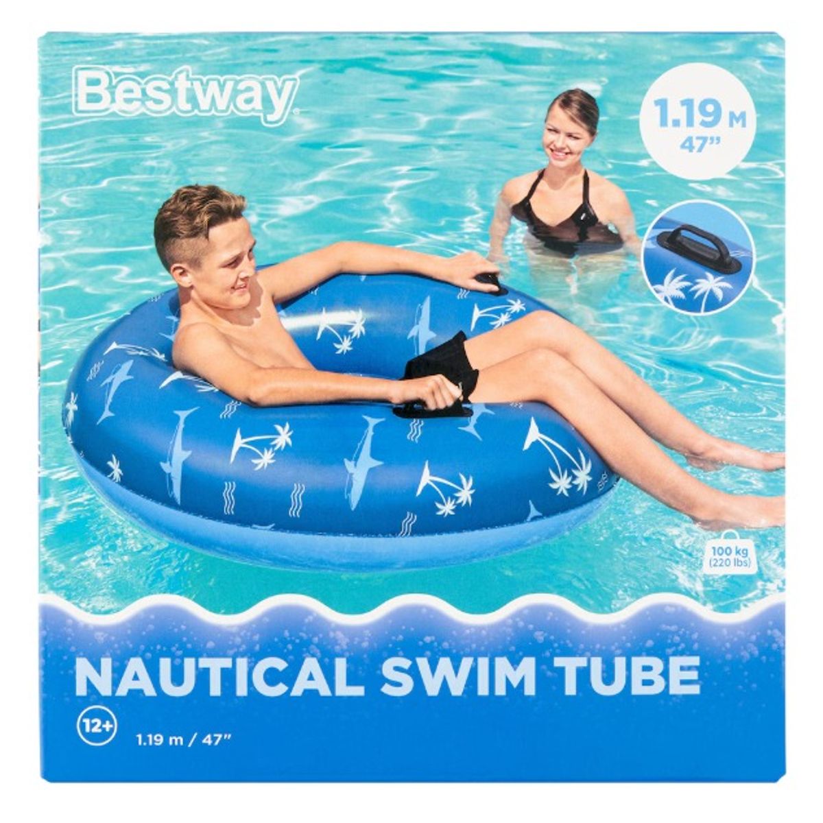 BESTWAY - Anillo inflable con asas 119 cm Náutico AZUL