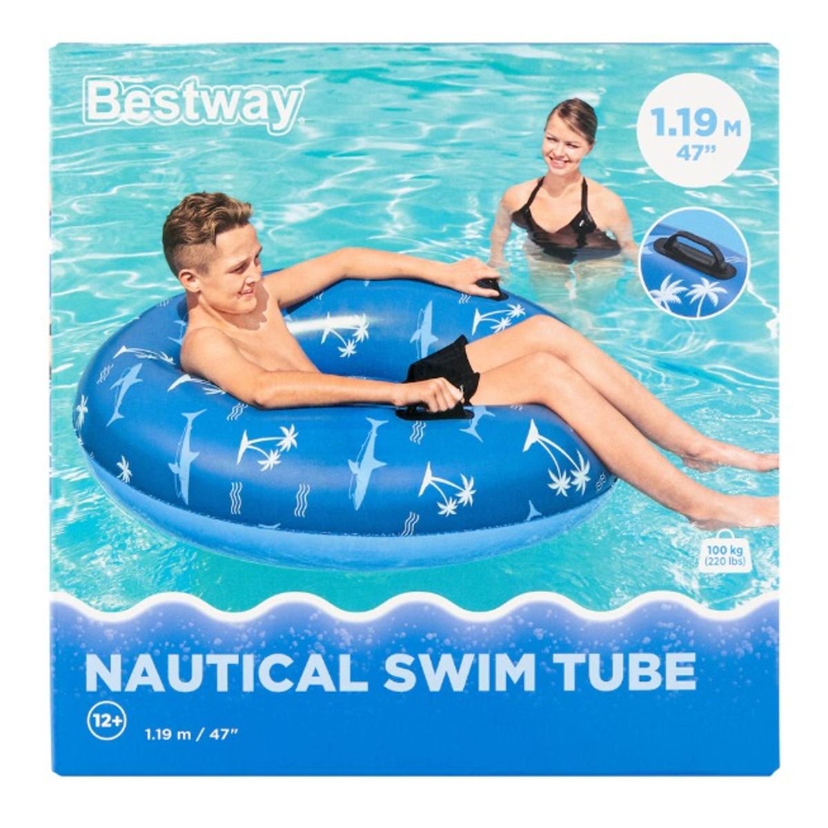 BESTWAY - Anillo inflable con asas 119 cm Náutico AZUL