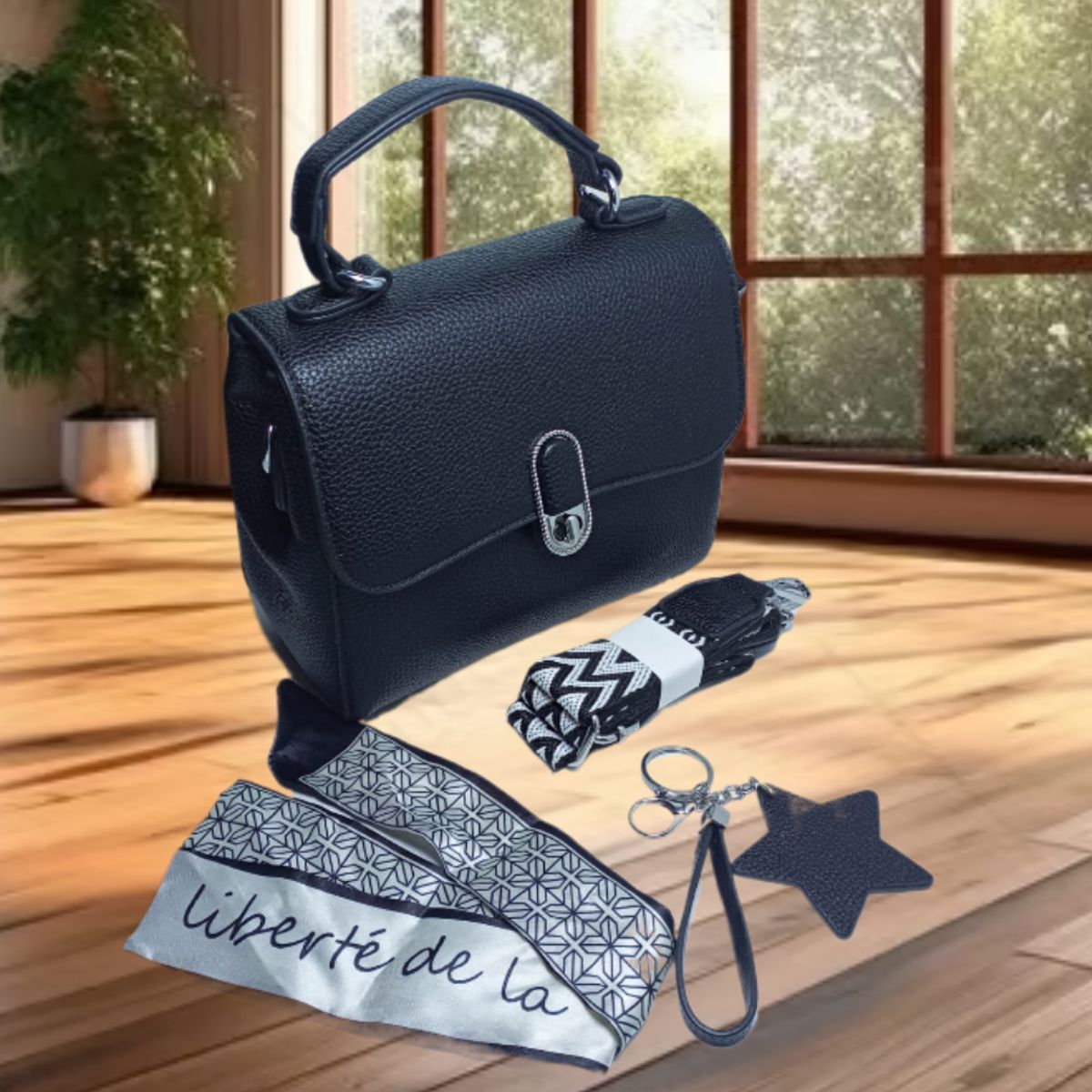 GENERICO - CARTERA DE MANO BOLSO CROSSBODY MORRAL TOTE BAG PREMIUM DE MUJER NEGRO