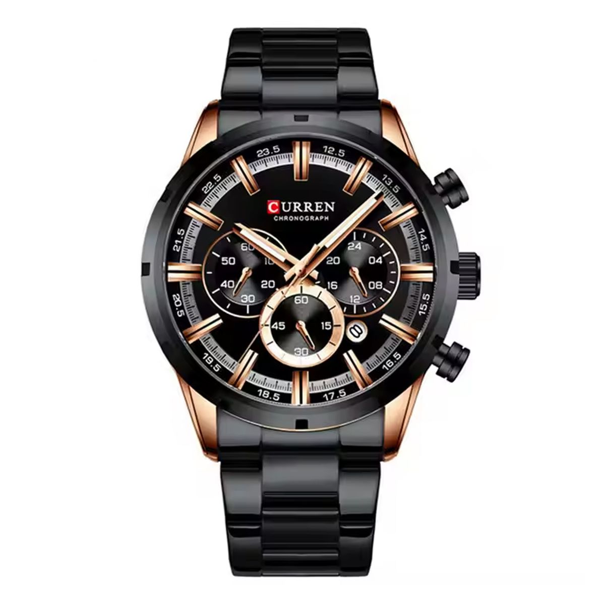 OEM - RELOJ HOMBRE NEGRO ACERO CRONÓGRAFO CU- 8355