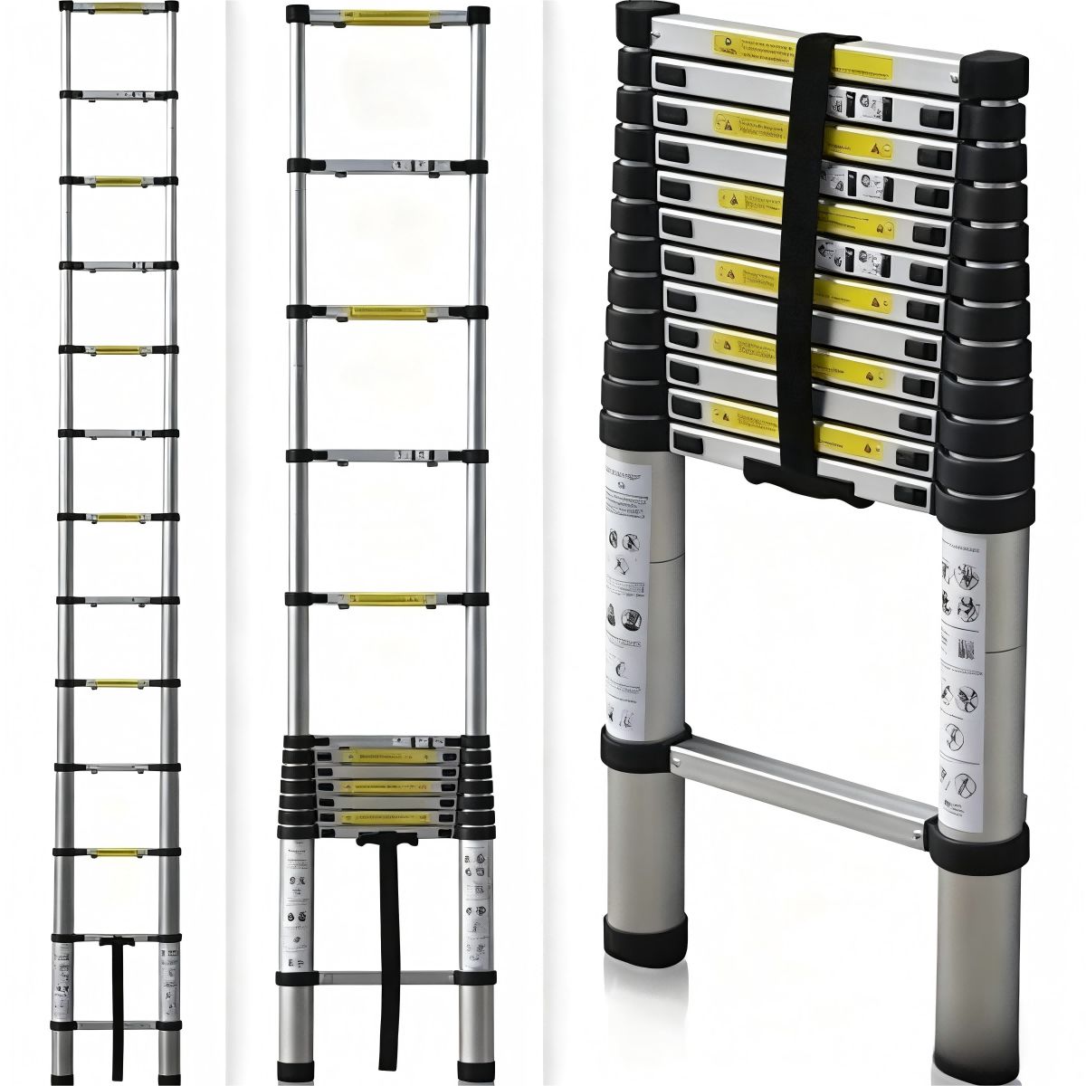QUICK - Escalera Telescopica Aluminio Retráctil 38 Mts Soporta 150k