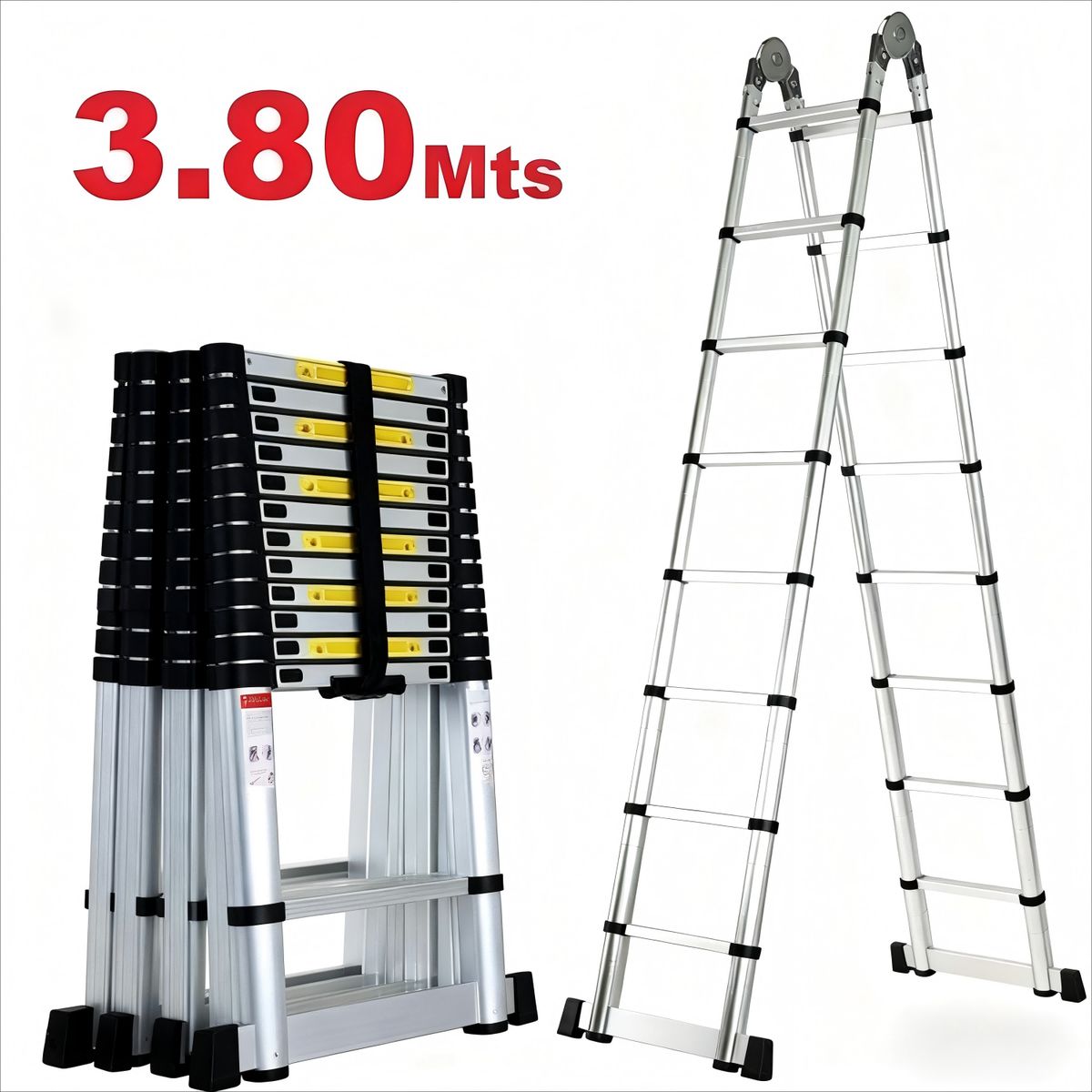 QUICK - Escalera Telescopica Aluminio Retráctil 38 Mts Soporta 150k