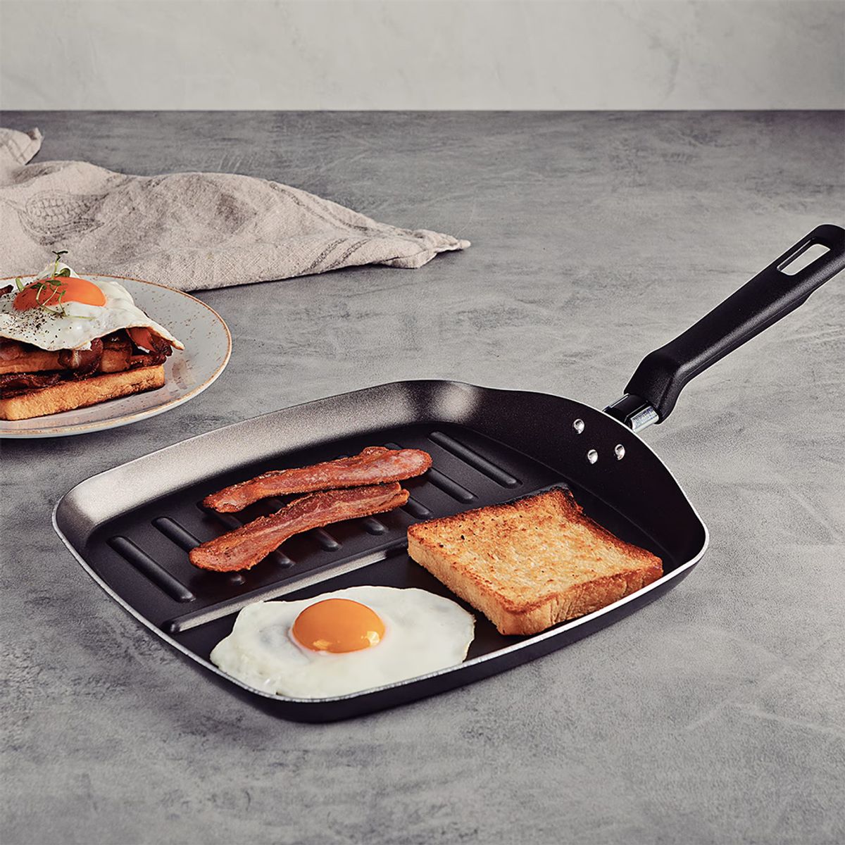 TRAMONTINA - Sartén Bifera 2 en 1 Tramontina Antiadherente Aluminio 26 cm Negro