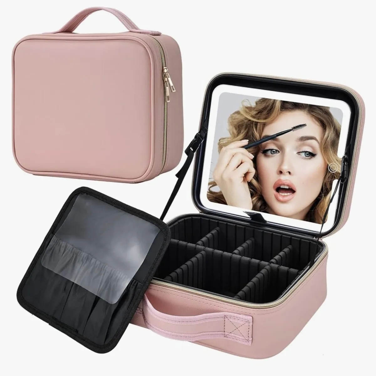 GENERICO - Maleta Organizador De Maquillaje con Espejo Recargable Y Luz Led
