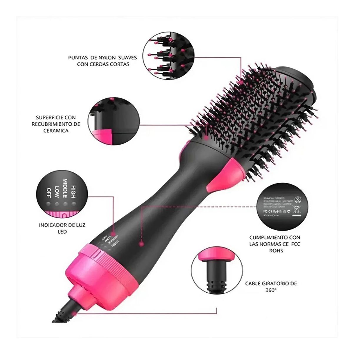 GENERICO - Cepillo Secador Ondulador One Step Multifunción
