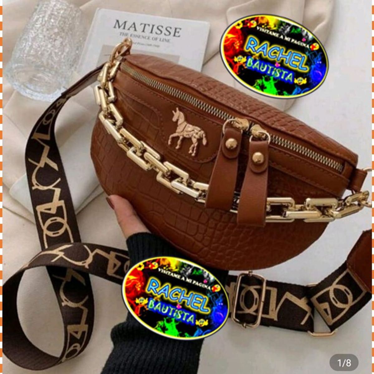 GENERICO - Riñonera con cadena y de hombro cruzado para mujer