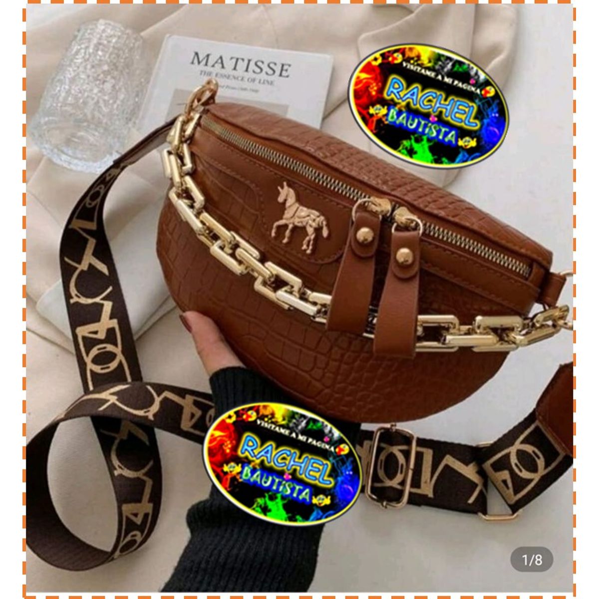 GENERICO - Riñonera con cadena y de hombro cruzado para mujer